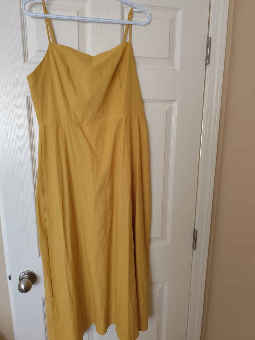 RIHOAS Mustard Yellow Midi Spaghetti Strap Dress